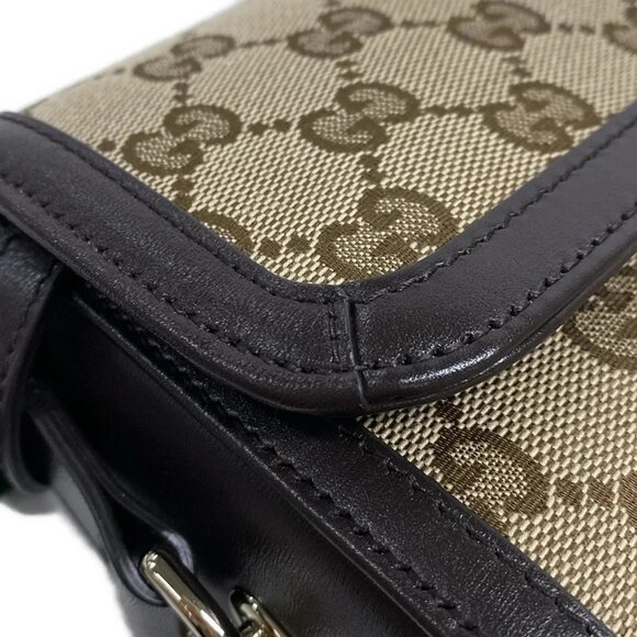 Auth GUCCI GG pattern, Shelly (web) 786027 Dark Brown Beige Multi Jacquard - Picture 5 of 16